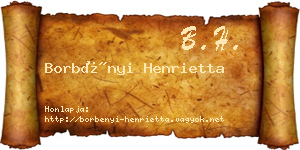 Borbényi Henrietta névjegykártya